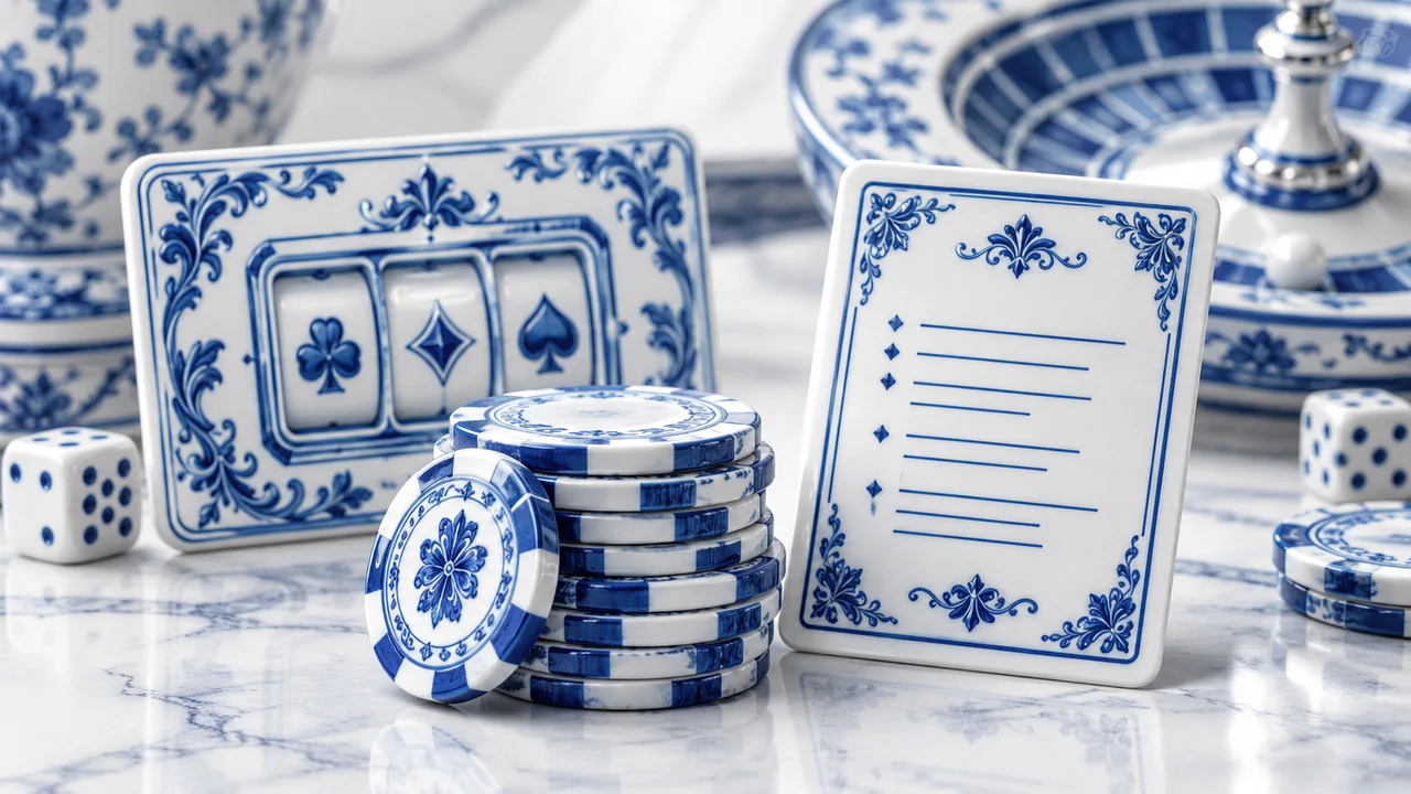 Carte e fiches in una scena di gioco Sisal